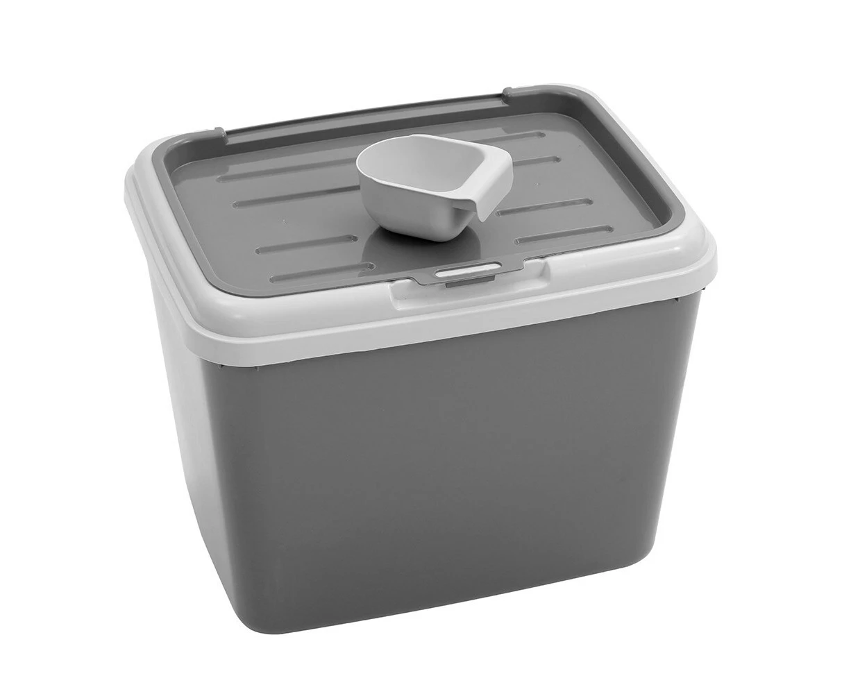 Paws & Claw 52.5x43cm 60L W/Scoop Pet Dry Food Storer Bin Storage Container Grey