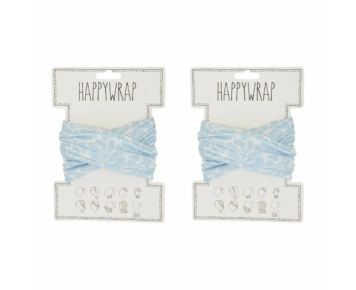 2PK Annabel Trends Happywrap Womens Multipurpose Bandana/Scarf 50x25cm Sky Petal