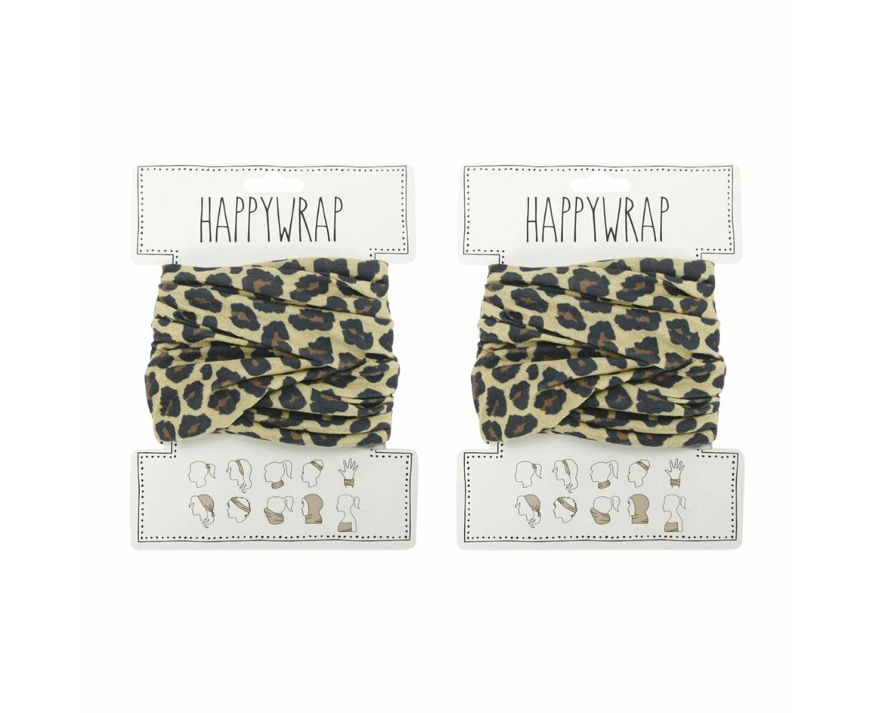 2PK Annabel Trends Happywrap Womens Multipurpose Bandana/Scarf 50x25cm Ocelot