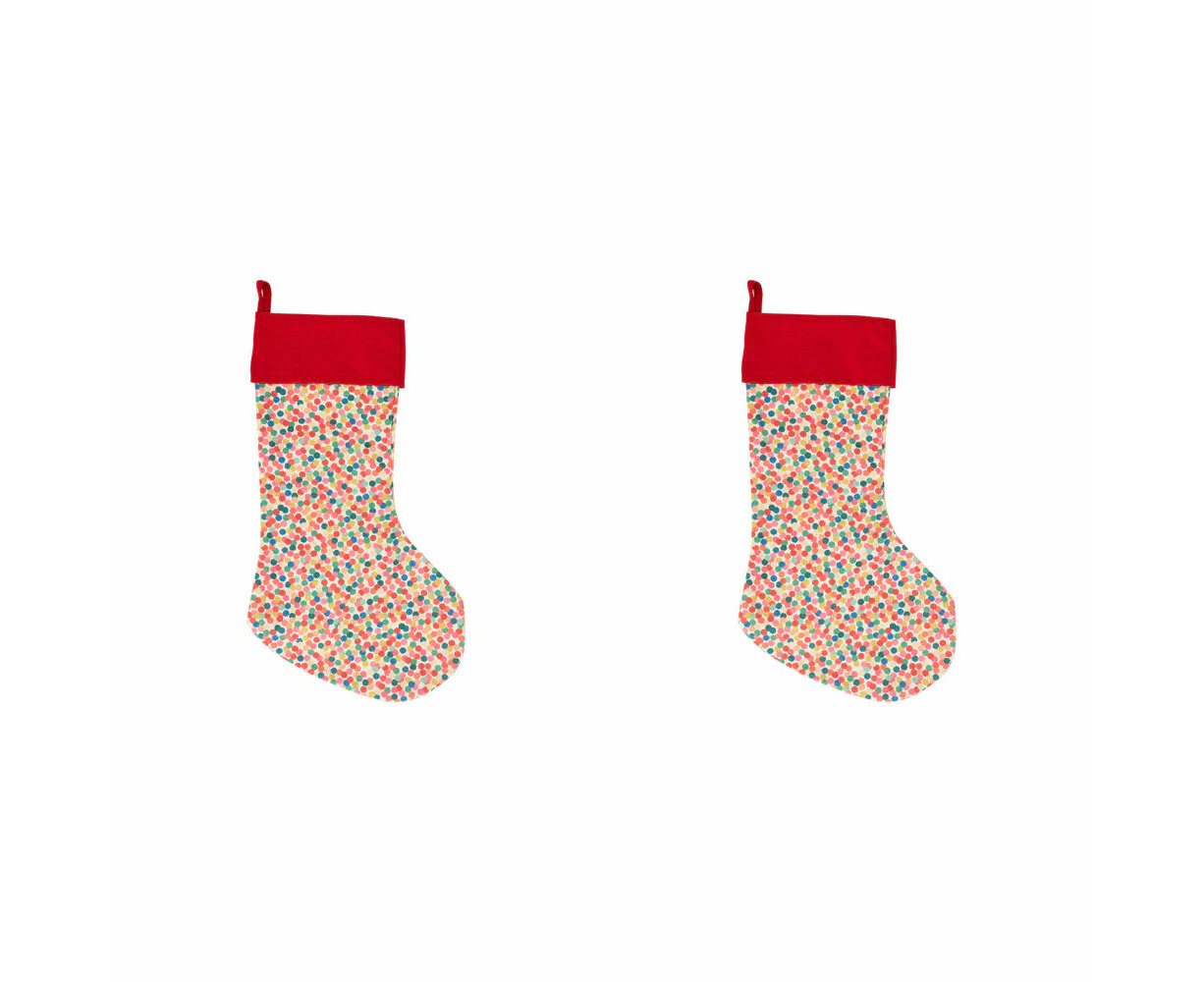 2PK Annabel Trends Xmas Stocking Wall Decor Hanging Christmas Holiday Confetti