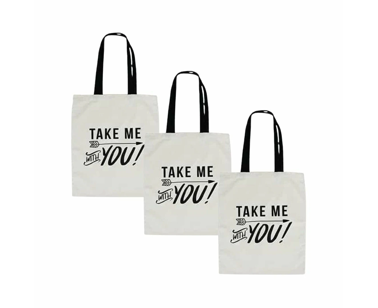 3PK Annabel Trends Cotton Womens Canvas Hand/Tote Bag 45x40cm Take Me With You