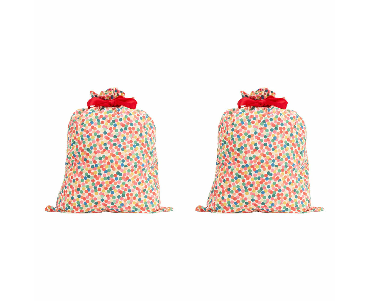 2PK Annabel Trends Santa Sack Christmas Holiday Gift/Surprise Bag Confetti