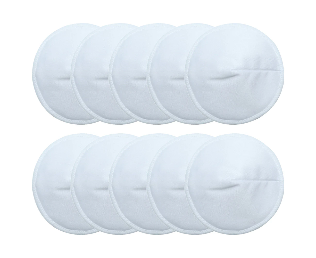 Organic Washable Breast Pads 10 Pack | Reusable Nursing Pads for Breastfeeding-White