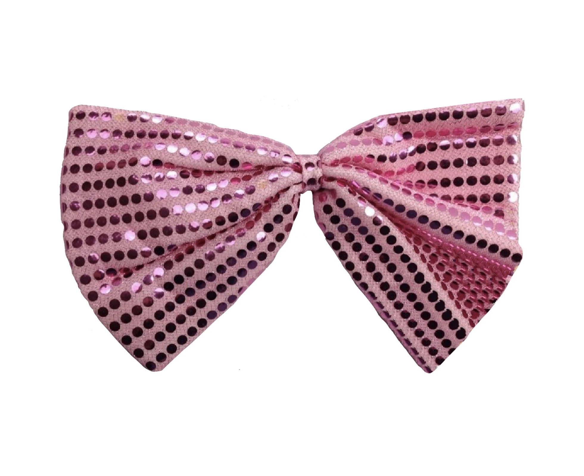 LARGE BOW TIE Sequin Polka Dots Bowtie Big King Size Party Unisex Costume - Light Pink