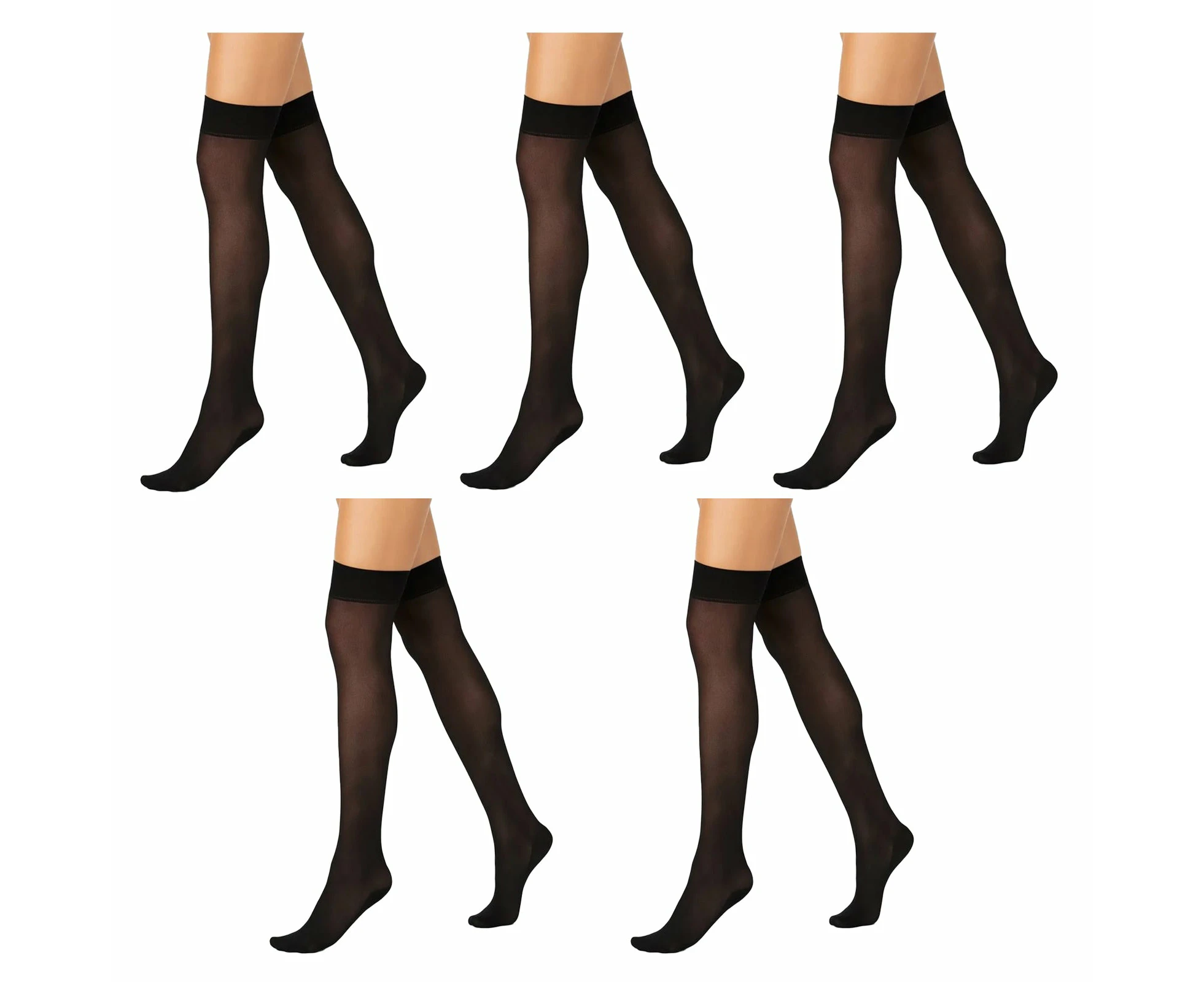 x5 Sheer Relief 20 Denier Womens Support Knee-Hi Socks Stockings Black H33085