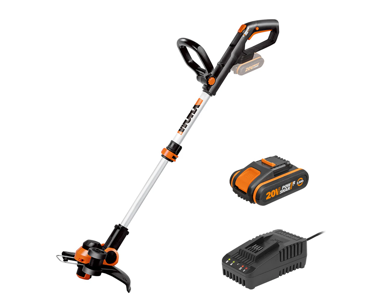 WORX 20V Cordless 2-in-1 Grass Trimmer/ Edger w/ POWERSHARE 2Ah Battery & Charger - WG163E.2