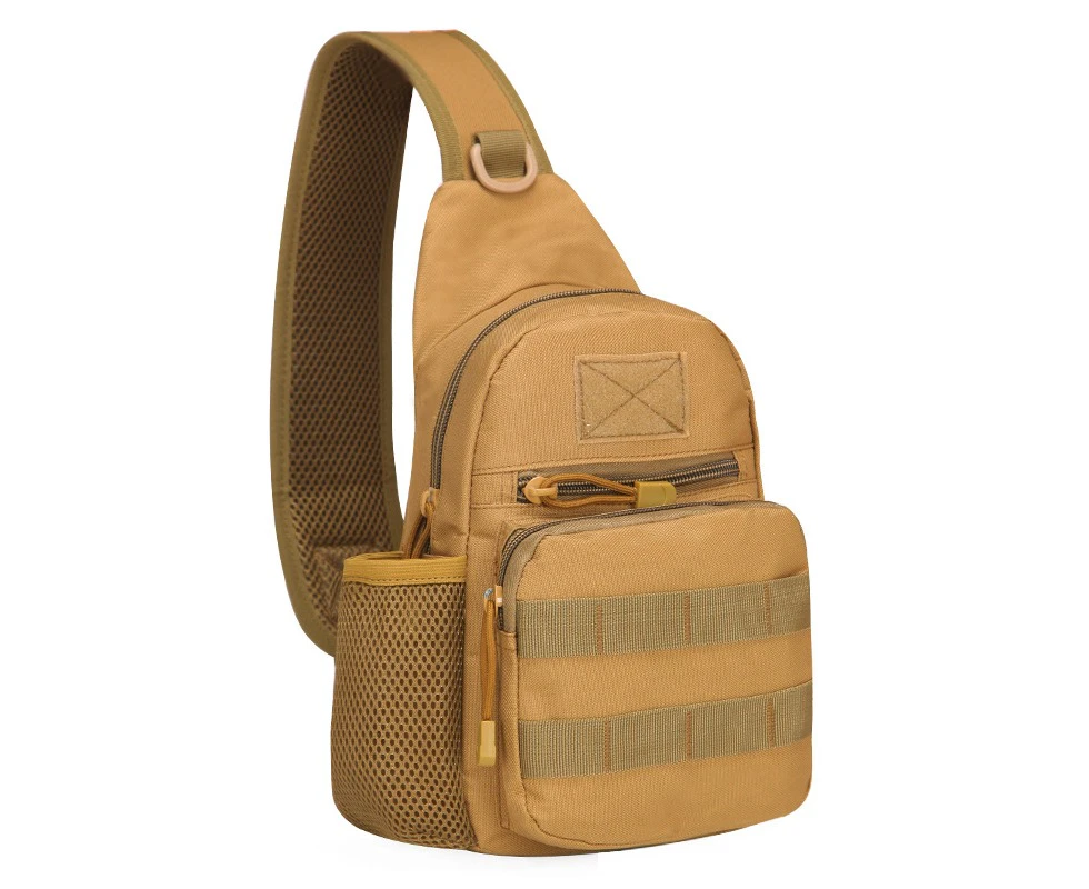 Military Sling Chest Backpack Tactical Daypack Chest Pack Bag Molle Outdoor Sport Crossbody Shoulder Bag - Khaki