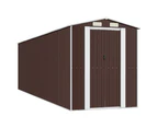 vidaXL Garden Shed Dark Brown 192x689x223 cm Galvanised Steel