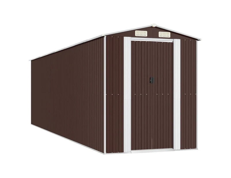 vidaXL Garden Shed Dark Brown 192x689x223 cm Galvanised Steel