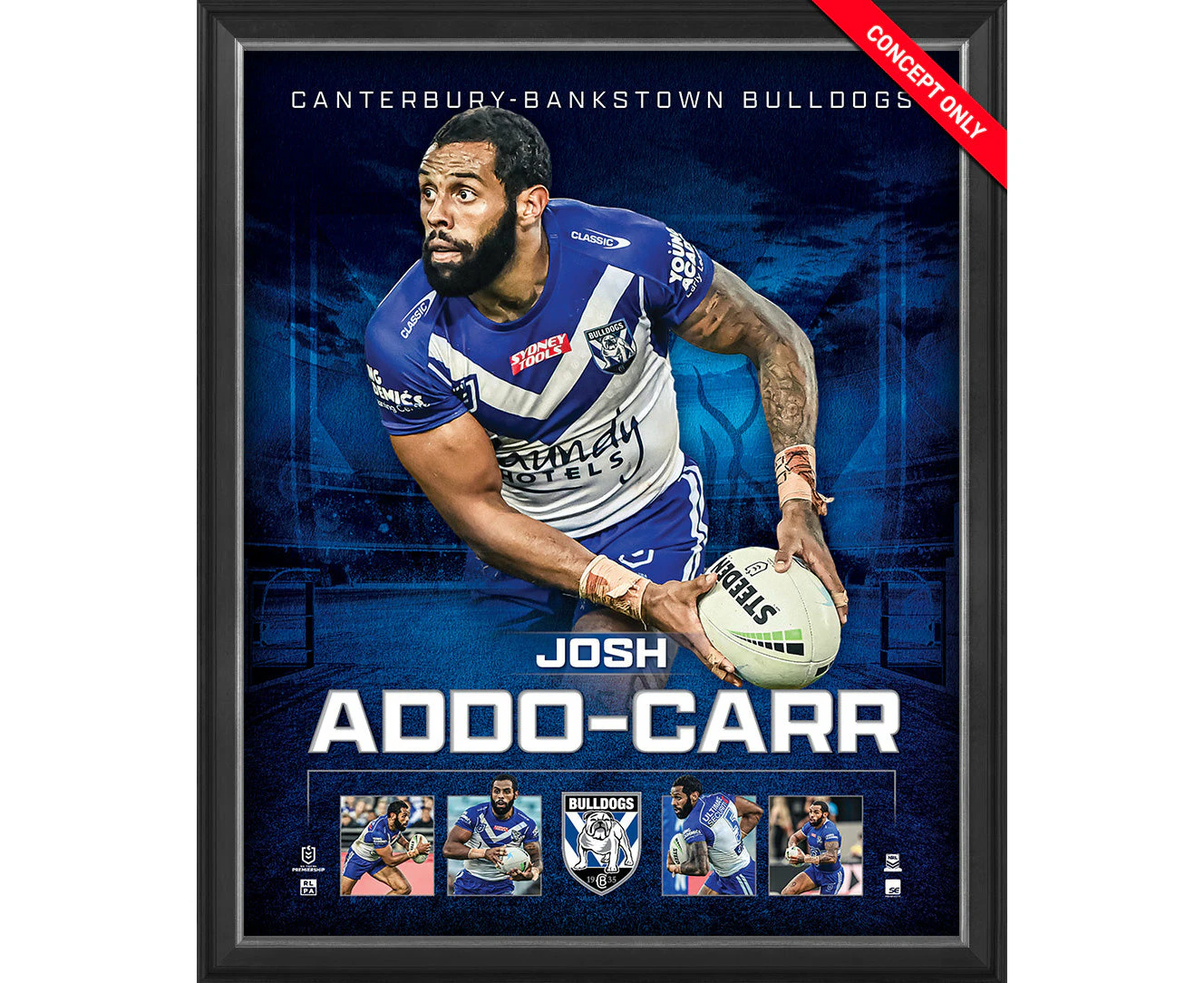 Josh Addo-Carr Canterbury-Bankstown Bulldogs Official Nrl Player Print Framed - 5147