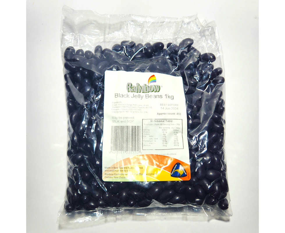 Rainbow Black Jelly Beans 1kg