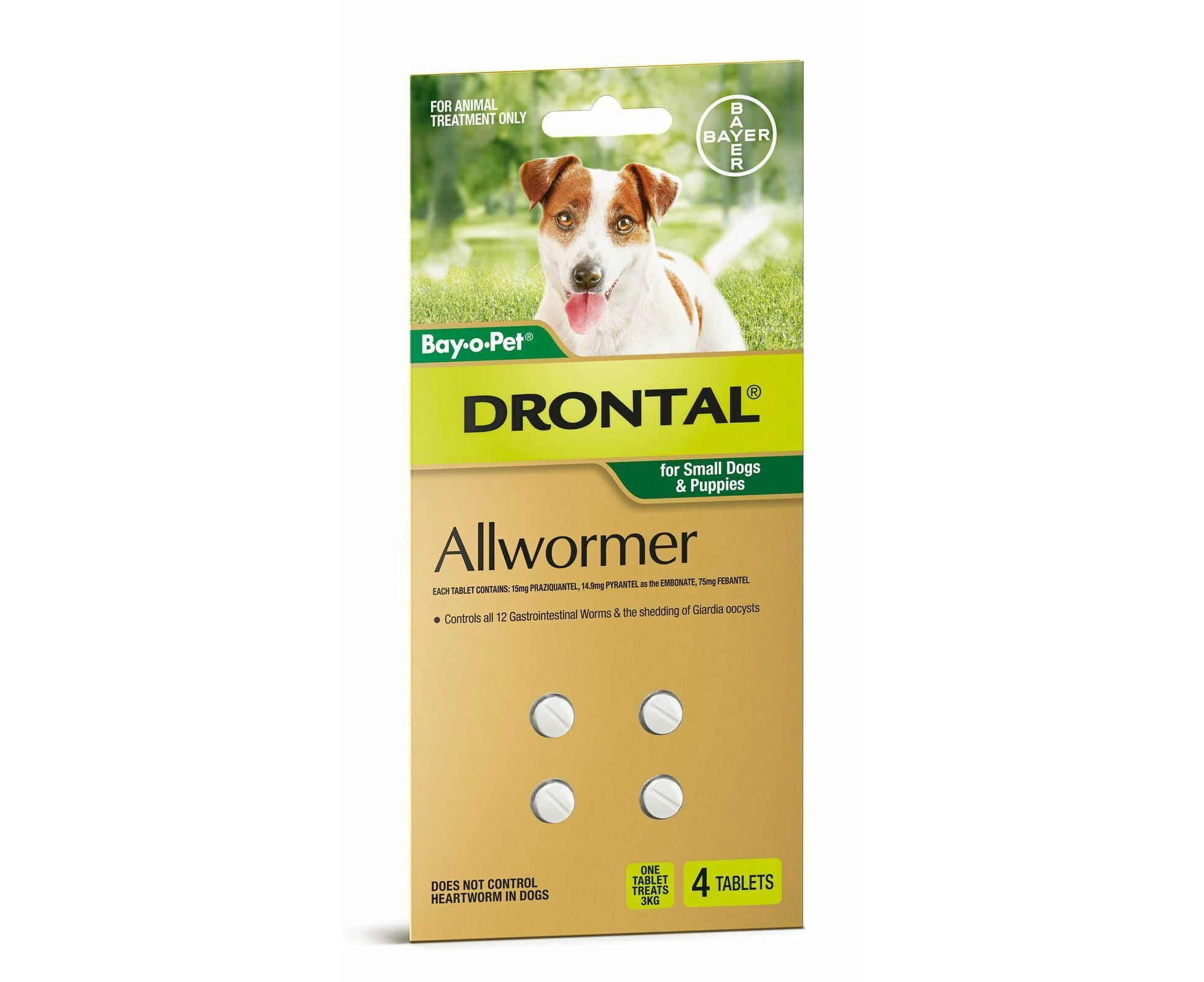 Drontal All-Wormer for Small Dogs & Puppies to 3kg - 4 Tablets