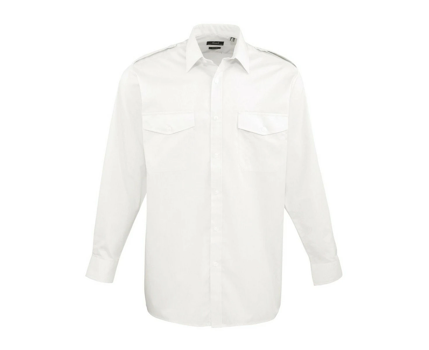 Premier Mens Long-Sleeved Pilot Shirt (White) - PC6720