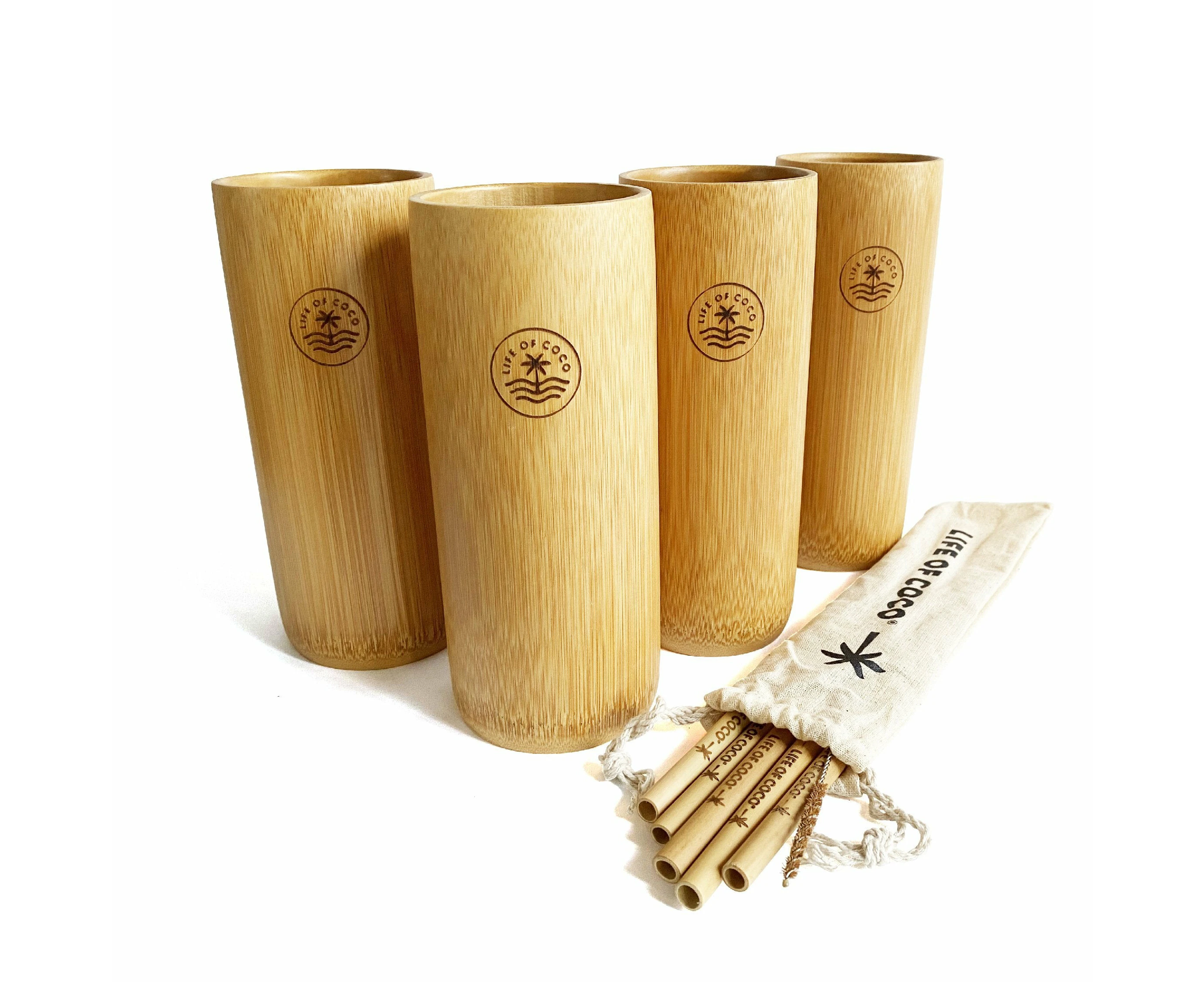 Bamboo Cups Set for 4