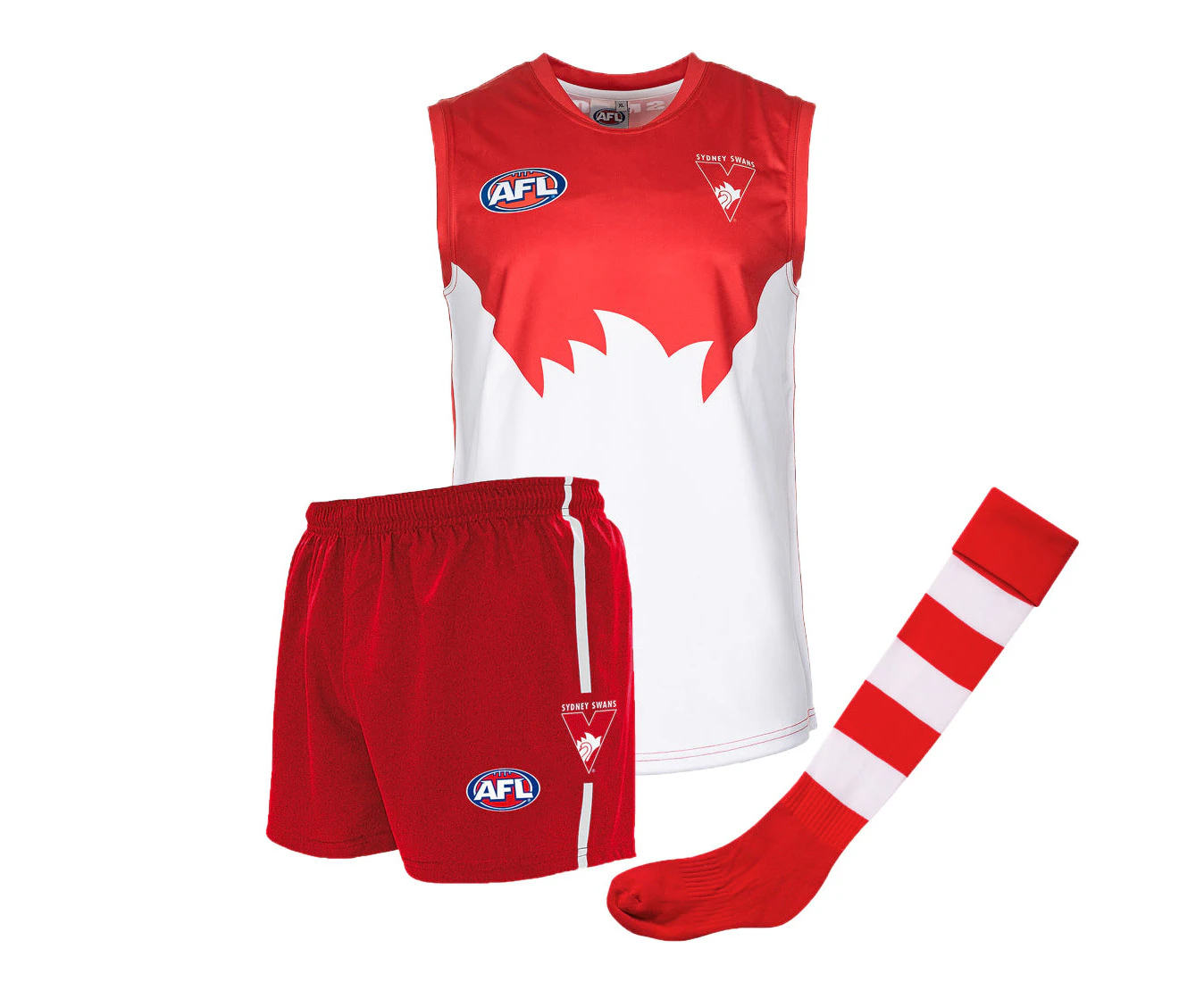 Sydney Swans Junior Youths Kids AFL Auskick Playing Pack Jumper Guernsey Shorts Socks