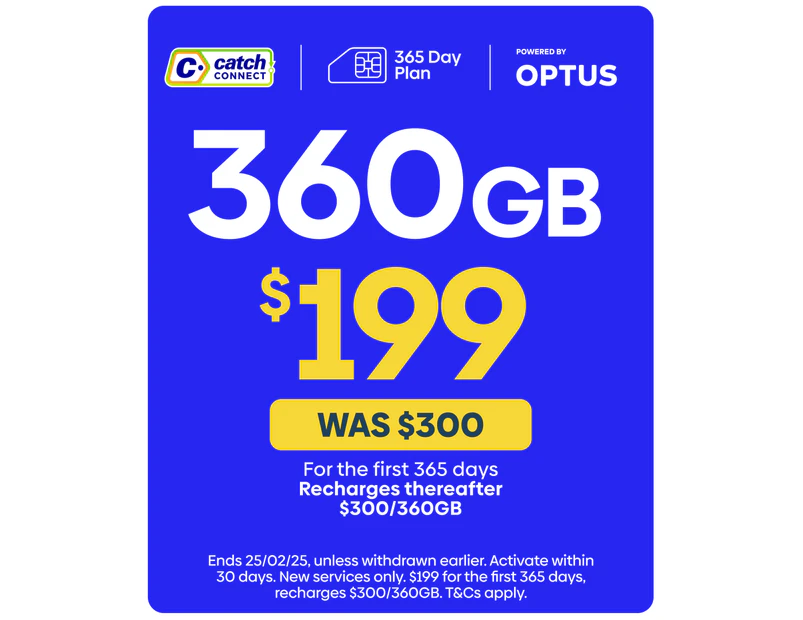 Catch Connect 365 Day Mobile Plan - 360GB