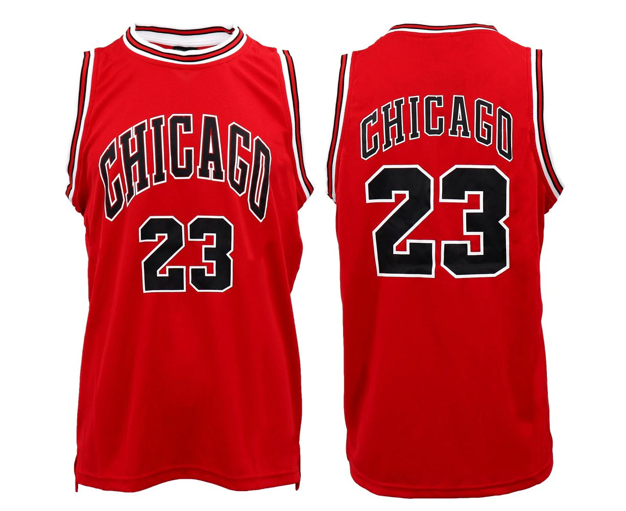 New Men's Basketball Jersey Sports T Shirt Tee Vest Tops Gym Chicago Los Angeles - Red - Chicago 23