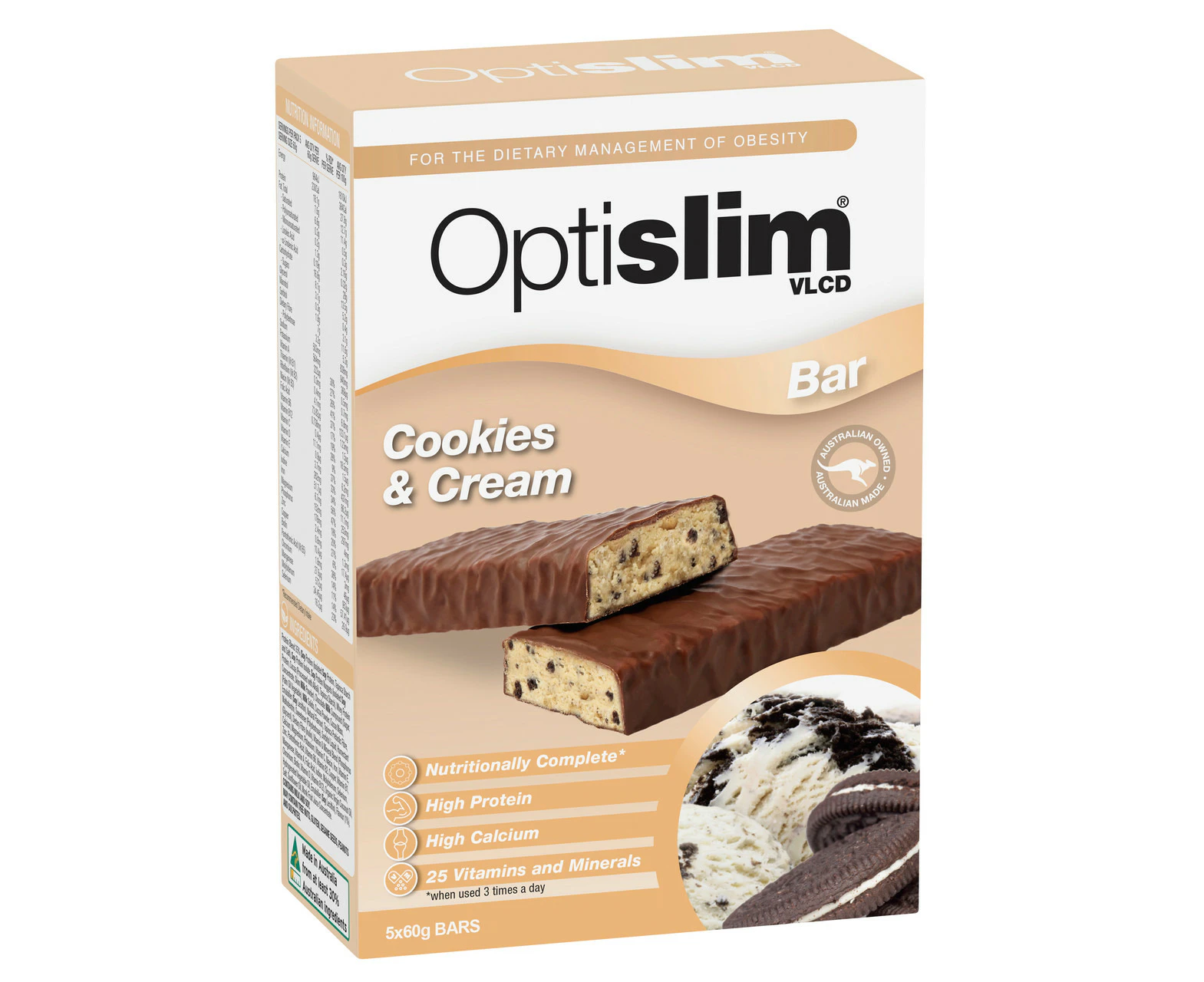 Optislim VLCD Cookies and Cream Bar 5x60g