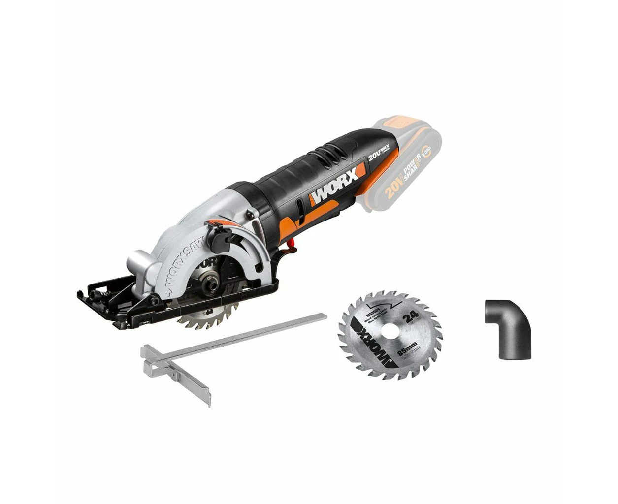 WORX 20V Cordless WORXSAW 85mm Compact Circular Saw Skin (POWERSHARE Battery / Charger not incl.) - WX527.9