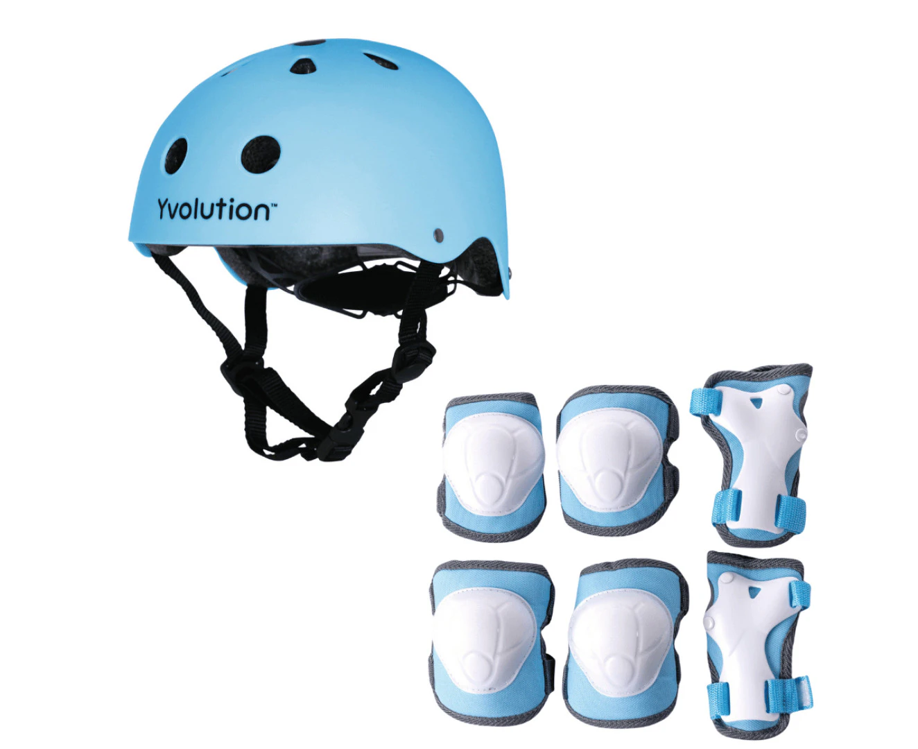 Yvolution Kids Helmet and Knee Pads - 7Pcs Blue