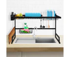 Toque Dish Drying Rack Over Sink Steel Black Plate Dish Drainer Organizer 2 Tier