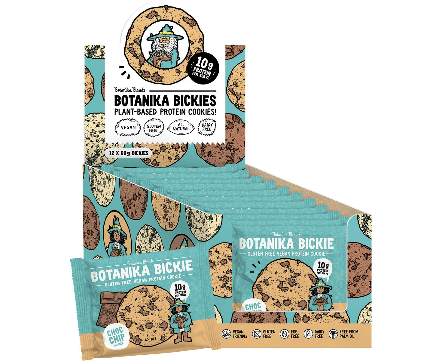 Botanika Blends Botanika Bickie Vegan Protein Cookie- Choc Chip 60g 12 Pack