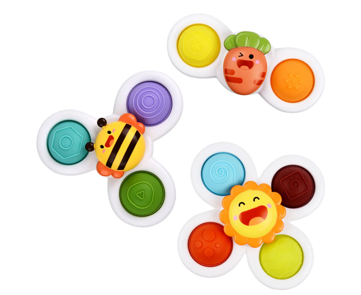 3Pcs Suction Cup Spinner Toys,Baby Spinners Dimple Toy w/ Pop Fidget Function