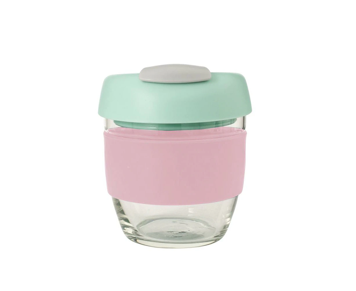 Glass Go Cup (Pink/Mint/Grey) - 236mL