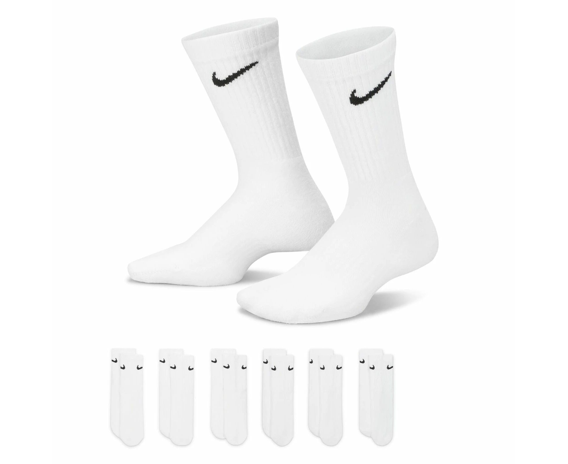 Nike SB Socks Crew 6pk Everyday Cush White US 3-5