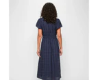 Target Australian Cotton Blend Tie Flutter Sleeve Midi Dress