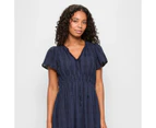 Target Australian Cotton Blend Tie Flutter Sleeve Midi Dress