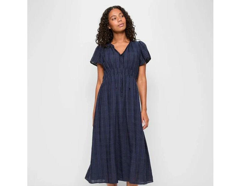 Target Australian Cotton Blend Tie Flutter Sleeve Midi Dress