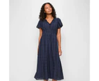 Target Australian Cotton Blend Tie Flutter Sleeve Midi Dress