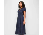 Target Australian Cotton Blend Tie Flutter Sleeve Midi Dress