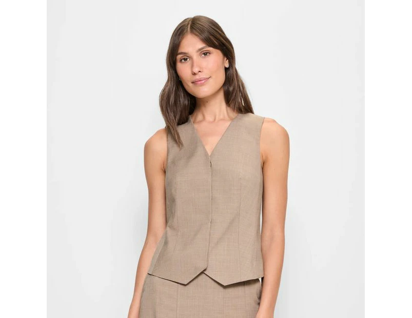 Melange V-Neck Waistcoat - Preview