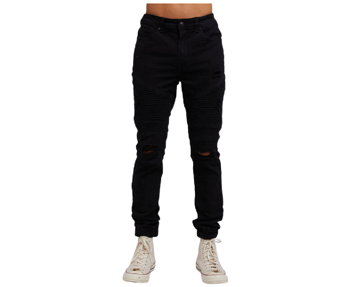 SILENTTHEORY | STRUNG OUT MOTO CUFFED JEAN BLACK