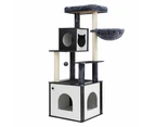 Cat tree black medium size multi-tiered scratching post plush bed