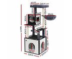 Cat tree black medium size multi-tiered scratching post plush bed