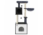 Cat tree black medium size multi-tiered scratching post plush bed