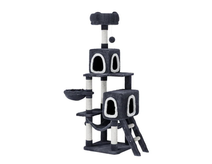 168cm Cat Tree Tower Condo Scratching Post with Hammocks and Hanging Toys