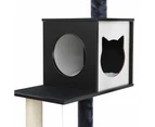 Cat tree black medium size multi-tiered scratching post plush bed