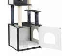 Cat tree black medium size multi-tiered scratching post plush bed