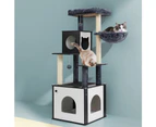 Cat tree black medium size multi-tiered scratching post plush bed