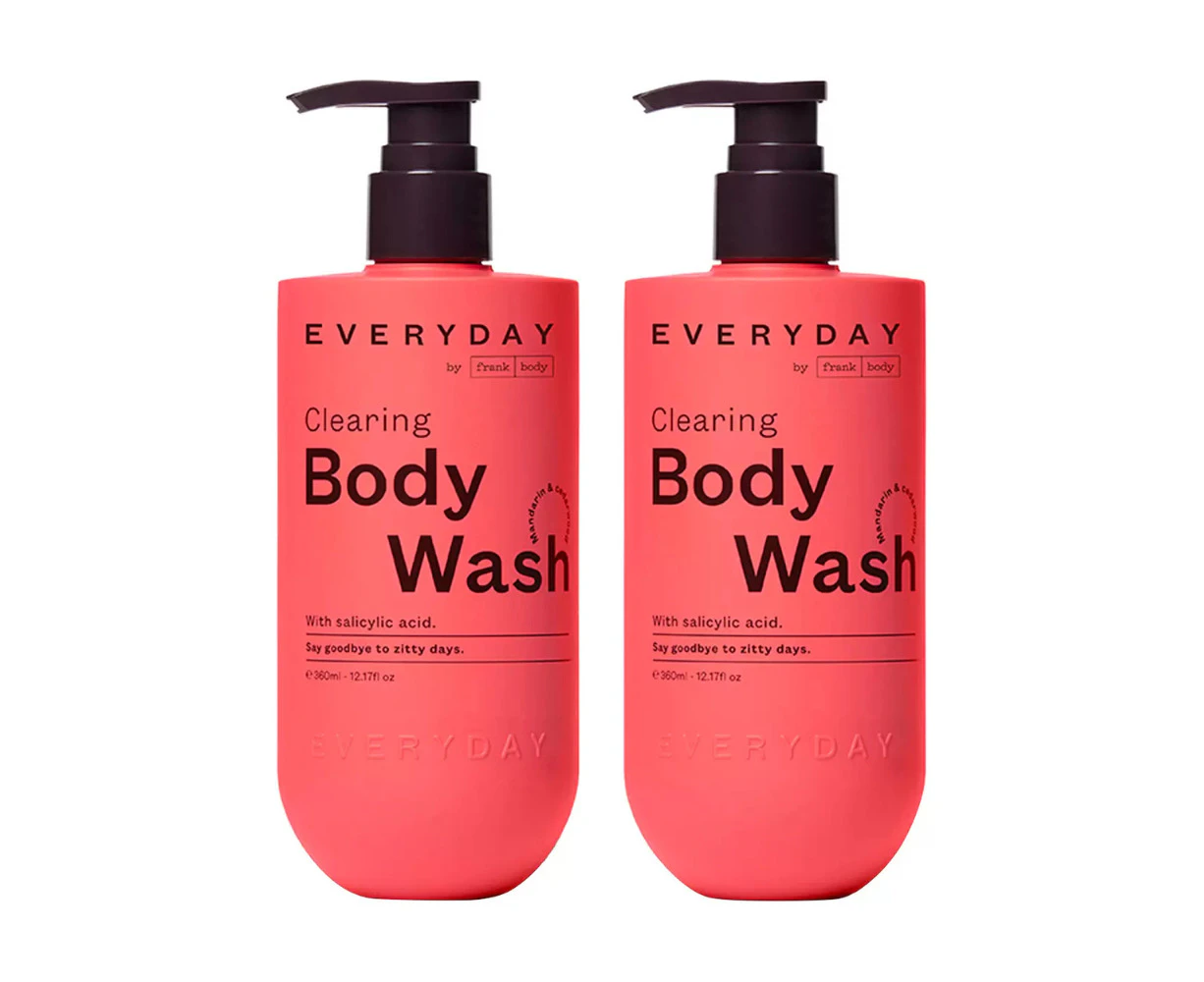 Frank Body Clearing Body Wash 2 x 360ml With Salicylic Acid For Acne Prone Skin