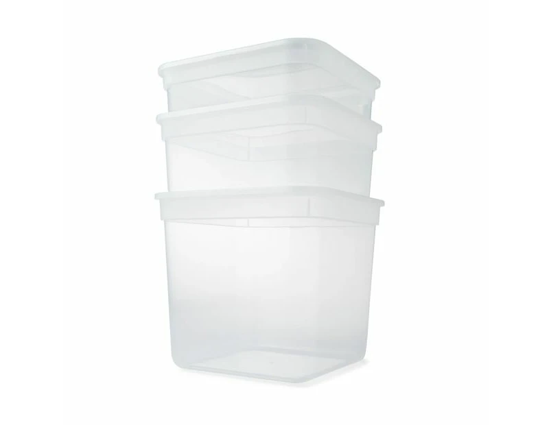 3 Pack Storage Boxes, Clear - Anko