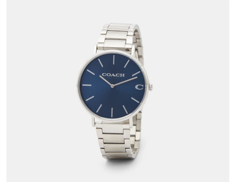 Coach Men's 41mm Charles Stainless Steel Watch - Silver/Navy