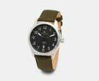 Tommy Hilfiger Men's 43mm Forrest Cordura/Leather Watch - Black/Green/Silver