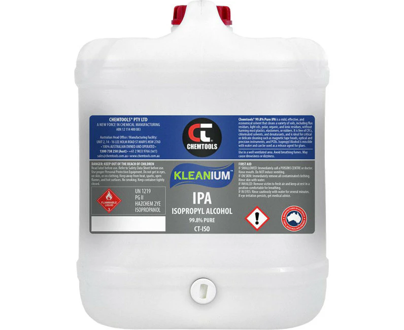 CHEMTOOLS ISO20L  20 Litre 99.8% Isopropyl Drum Isopropanol / Alcohol Drum  Ipa 100% Pure Isopropanol  20 LITRE 99.8% ISOPROPYL DRUM