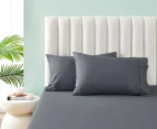 Daniel Brighton Percale Cotton Combo Fitted Sheet Set - Charcoal