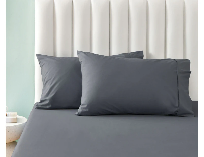 Daniel Brighton Percale Cotton Pillowcase 2-Pack - Charcoal